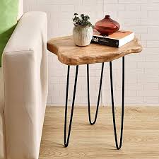 Amazon Com Welland Live Edge Side Table With Hairpin Legs Natural Edge Side Table Small Nightstand Wood 1 Wood End Tables Rustic End Tables Side Table Wood