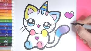 How To Draw A Cute Baby Unicorn Cat Easy Caticorn Unicorn Coloring Pages Coloring Book Pages Coloring Pages