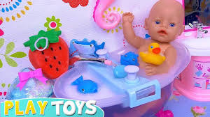 Baby doll bath tub with accessories. Baby Born Doll Bath Time With Bubbles By Play Toys Youtube