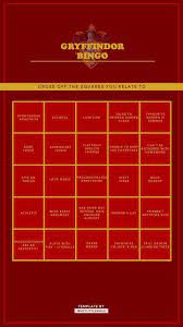 Ves On Twitter Harry Potter Houses Harry Potter Universal Gryffindor Bingo