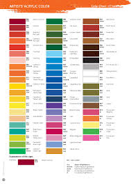 Shinhan Acrylic Paint Color Chart Paint Color Chart