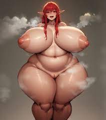 ai generated bbw big nipples elf elf ears huge breasts  light-skinned female light skin massive breasts massive thighs milf naked  female nipples nude pink nipples puffy nipples pussy red