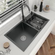 A top mount kitchen sink needs to install from the top of the countertop. 80 45cm 304 Stainless Steel Double Bowl Kitchen Sink Topmount Or Undermount Basin Black Gray With Drainage Accessories Kitchen Sinks Aliexpress