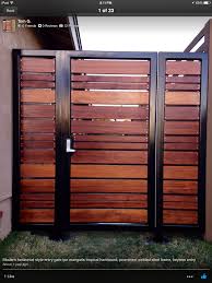 Metal Frame Wooden Slats Wood Fence Design Patio Fence Modern Wood Fence