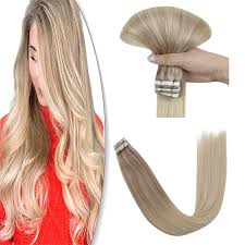 Here is how you wash your hair. Amazon Com 22inch Tape Hair Extensions Human Hair Blonde Tape In Extensions Dip Dyed Tape In Human Hair Extensions Ash Blonde Fading To Platinum Blonde Adhesive Tapes 50g 20pcs Beauty