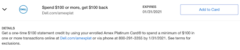 If you shop for dell products, then you should purchase a discounted dell gift card! Amex Platinum Offering 100 Dell Credit One Mile At A Time