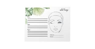 Makeup Face Chart Simple Basic Palms Leaves Leaf Notepad Zazzle Com