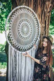 This Large Wall Art Is A Grey Crochet Doily Dreamcatcher If You Have Passion For Boho Wall Decor This Dream Catcher Wall Hanging Will Dream Catcher Boho Handmade Home Decor Asian