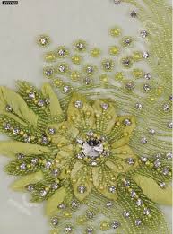 Cicek Desenli Swarovski Tasli Ve Boncuklu Yesil Aplike A7613 2020 Swarovski Yesil Cicek