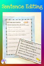 This Sentence Editing Resource For Second Grade Has Posters Worksheets Task Cards A Sentence Editing Elementary Writing Lessons Paragraph Writing Worksheets