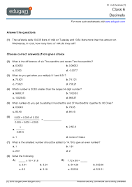 6th grade multiply and divide decimals exercises with answers. Grade 6 Math Worksheets And Problems Decimals Edugain Global