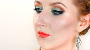 bright green and orange makeup tutorial