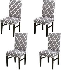 Easy fit chair seat covers just stretch on and easily fit round, square or even oblong chairs. Livego Chair Cover 4 Pack Stretch Dining Chair Covers High Back Chair Protective Cover Slipcover Elastic Chair Protector Seat Covers For Dining Room Wedding Banquet Party Decoration Gray White Amazon Co Uk Home Kitchen