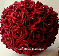The use of artificial flowers has been banned from a crematorium on grounds of health and safety. Deep Red Artificial Rose Bridal Bouquet With Pearl Centres Www Silkflowerhouse Com Rose Bridal Bouquet Artificial Flowers Wedding Flower Girl Wand