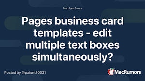 I hold the control key (cmd on mac) while dragging the page in the pages panel. Pages Business Card Templates Edit Multiple Text Boxes Simultaneously Macrumors Forums