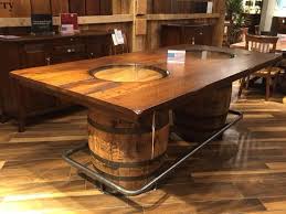 Texas Double Whiskey Barrel Table Is One Piece That Is As Unique As You Are As No Two Of These Tables Are Barrel Table Whiskey Barrel Table Wine Barrel Table