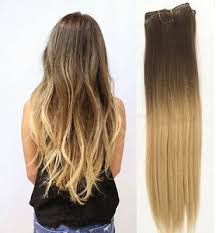 This brown and blonde dip dye wig is made from high quality synthetic kanekalon, which is so soft and silky, it feels like real hair. Full Head Clip In Human Hair Extensions Remy Ombre Dip Dye Straight 18 Blonde Ebay