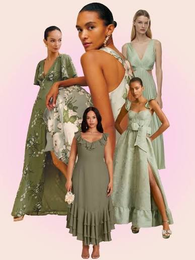 mismatched bridesmaid dresses in same color palette