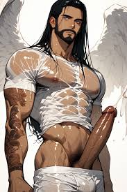 Curly, Penis Bigger Than Body, Dark Brown Skin AI Gay Porn