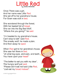 Little Red Riding Hood Poem Jpg 2550 3300 Fairytale Lessons Kids Poems Fairy Tales Lesson Plans