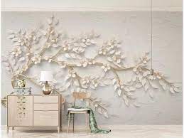 3d Beautiful White Cherry Flowers Floral Wallpaper Wall Mural Etsy Tree Wallpaper Wall Murals Wall Wallpaper