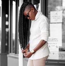 The blunt bangs give this hairstyle a fierce and chic tone. Fierce And Fabulous Shaved Hairstyles For Black Women