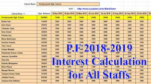 The pf calculator uses proprietary technology to fetch the correct sum every time you input data. Provident Fund 2018 19 Interest Calculation For All Staffs In A Single Excel Sheet Youtube