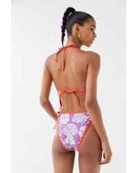 The perfect length a man's bathing suit should be both stylish and comfortable. Urban Outfitters X Roxy Roxy Uo Exclusive Reversible Tie Back One Piece Swimsuit In Purple Lyst