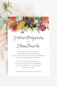 Australian Natives Wedding Invitation Templates Ficus And Fig Design Is An Australia Wedding Stationery Flower Wedding Invitation Colorful Wedding Invitations