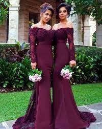 Mermaid Off Shoulder Long Sleeves Lace Deep Burgundy Bridesmaid Dress Mermaid Bridesmaid Dresses Bridesmaid Dresses With Sleeves Long Sleeve Bridesmaid Dress