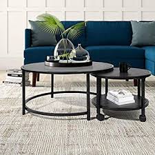 Maybe you would like to learn more about one of these? Amazon Com Cozycasa Black Coffee Table Round Small Tea Table Nesting Tables Set Of 2 With Wheels For Livi Wohnzimmertische Couchtisch Schwarz Couchtisch Stein