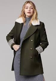 Manteaux En Laine Tommy Hilfiger Gigi Hadid Manteau Court Green Vert 499 00 Manteau Court Manteau Hiver Manteau