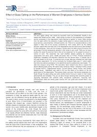Pdf Effect Of Glass Ceiling On The Performance Of Women Employees In Service Sector