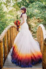 This Awesome Bride Made Her Entire Wedding Match Her Rainbow Hair Sofisty Hairstyle Wow Colored Wedding Dresses Unique Wedding Dresses Color Satin Wedding Gown