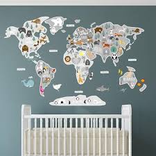 Kids World Map Sticker Educational Childrens Wall Decal Etsy In 2020 World Map Sticker Kids World Map Kids Wall Decals