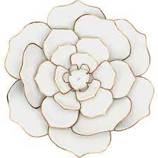 Hang it as part of a gallery wall for a modern, sophisticated look! 16in White Gold Metal Flower Wall Decor At Home