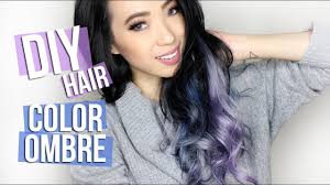Long black and purple curls lavender ombre hair on the base of black locks would look rather dramatic and require a profound bleaching. Diy Ombre Gray Blue Lavender Hair Youtube