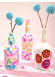 Wine Bottle Vases Decoupaged With Tissue Paper Glass Bottle Crafts Bottle Crafts Wine Bottle Crafts