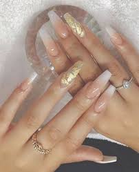 Pink Acrylic Nails With Gold Foil Nail And Manicure Trends The sns ombré nails with matte topcoat!