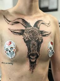 Fresh Ink Baphomet Tattoo Done By Tim Embassy Tattoo In Washington D C Satanic Tattoos Chest Tattoo Tattoos