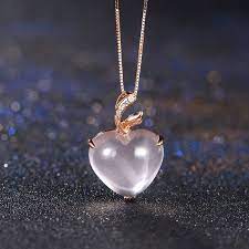 Apple 18k Rose Gold Rose Quartz Diamond Pendant Necklace Etsy In 2021 Rose Quartz Necklace Pendants Heart Pendant Diamond Diamond Cross Necklaces