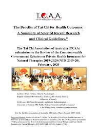 Pdf The Benefits Of Tai Chi For Health Outcomes A Summary Of Selected Recent Research And Clinical Guidelines The Tai Chi Association Of Australia Tcaa Submission To The Review Of The Australian
