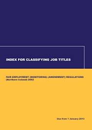 Audio pilihan download audio apa dosa itu? Index For Classifying Job Titles Equality Commission Northern Ireland