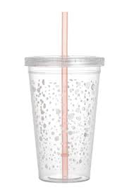 Plastovy Kelimek S Brckem Bila Vzorovana Zeny H M Cz Plastic Cup With Straw Cup With Straw Tumbler Cups