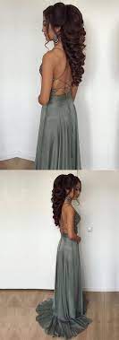 30 Ideas Dress Long Evening Gowns Open Backs Grey Prom Dress Satin Evening Gown Formal Prom Dresses Long