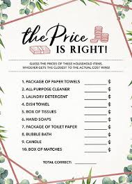 The Price Is Right Bridal Shower Game Download Printable Instant Greenery Rose Gold Dusty Pink Wedding Game Printable Bridal Shower Bridal Shower Games Wedding Games Printable Bridal Shower Games