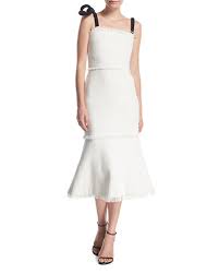 Oscar De La Renta Square Neck Fitted Tweed Cocktail Dress W Velvet Bow Straps Cocktail Dress Latest Fashion Dresses Dresses