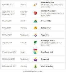 Singapore Long Weekends In 2017 Long Weekend Public Holidays Holidays 2017