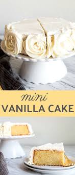 Mini Vanilla Cake For Two People In A 6 Small Round Cake Pan Vanilla Buttercream Roses On The Sides Minid Dessert For Two Small Desserts Delicious Desserts