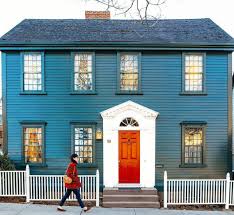 What should the front door color be on a blue house? Trending Dark Exterior Paint Colors Lolly Jane
